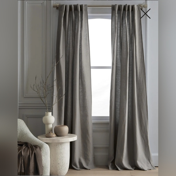 Quince 100% Linen Gray Light Filtering Curtains, 48" x 84"- 2 Panels (D4) - Picture 1 of 8